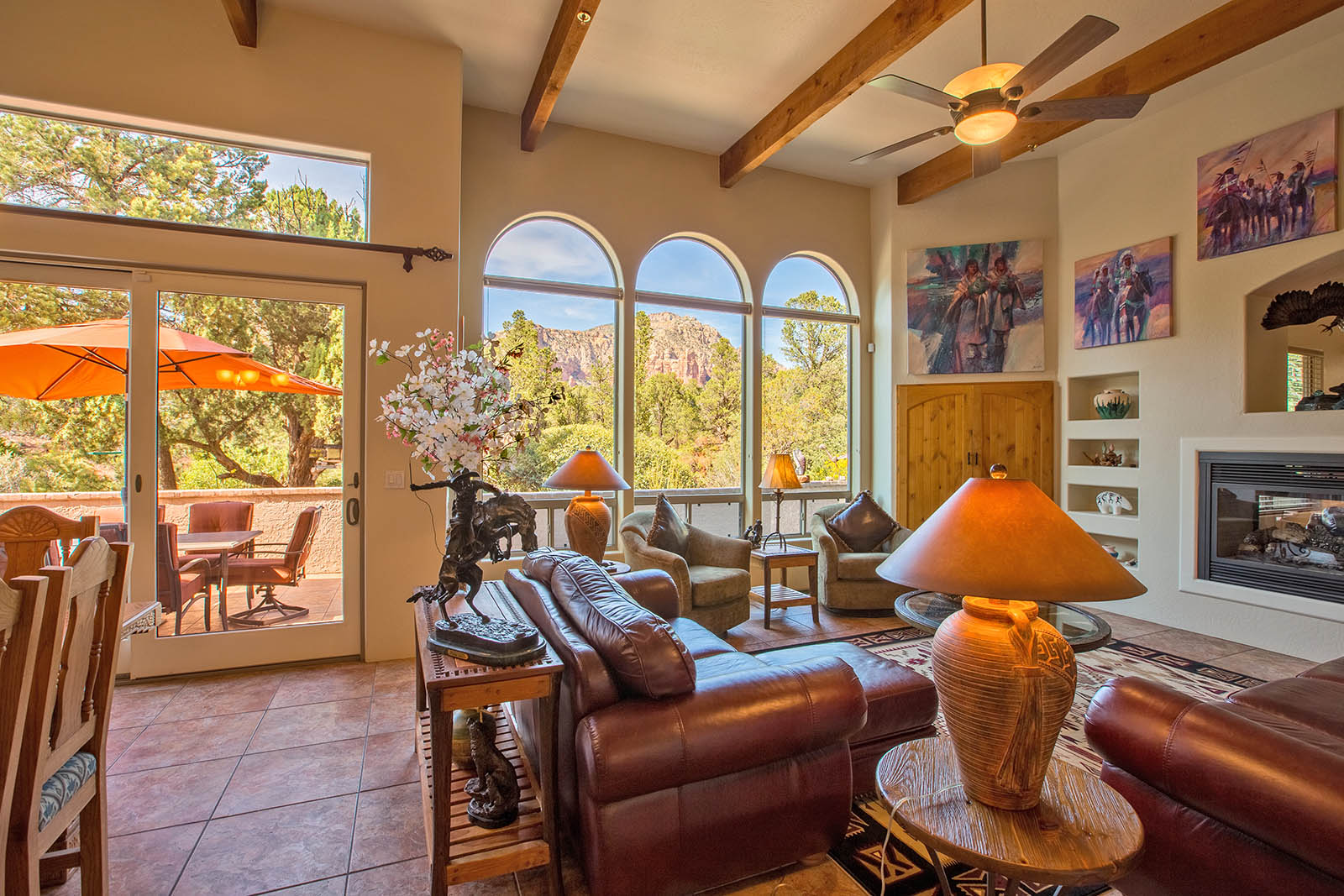 Sedona luxury living room with red rock views