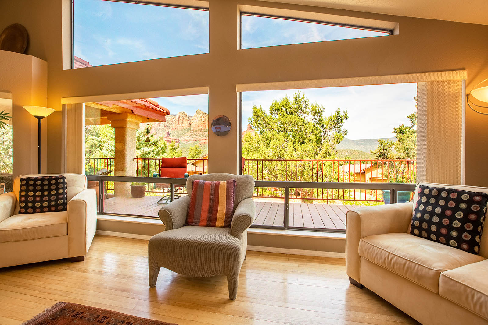 Sedona living room with red rock views