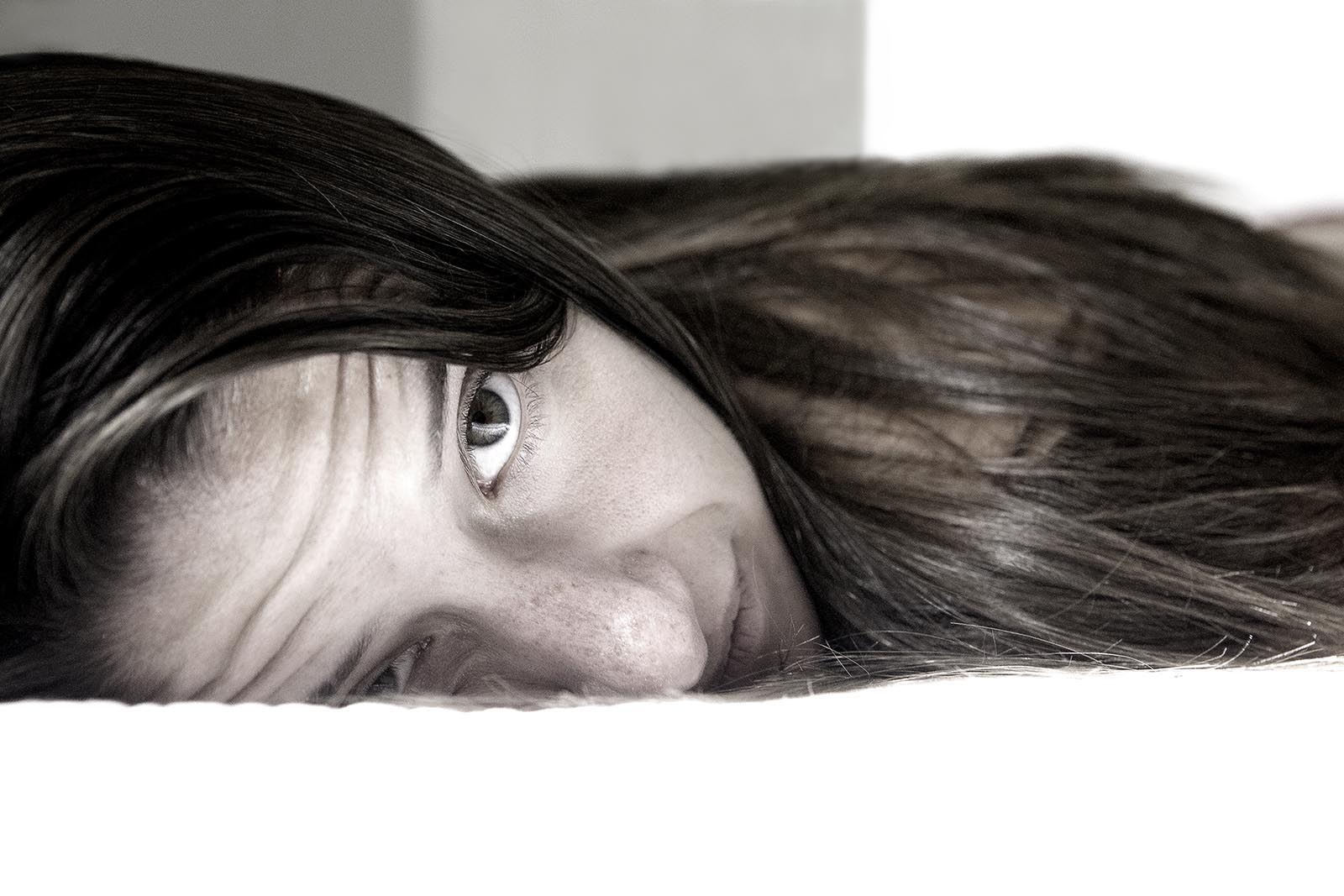 Extreme closeup of an intense female model from Flagstaff AZ